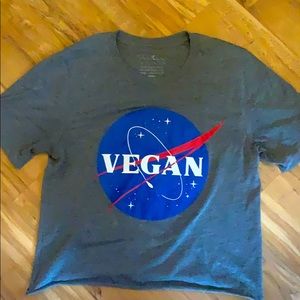 Grey Crop T-Shirt “Vegan” NASA logo